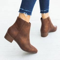 City Classified Shoes Burnished Snake Print Booties Newest Arrivals