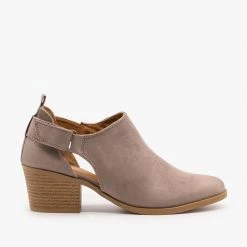 Qupid Shoes Burnished Toe Slingback Style Booties