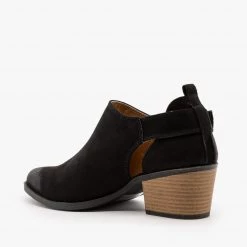 Qupid Shoes Burnished Toe Slingback Style Booties