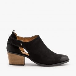 Qupid Shoes Burnished Toe Slingback Style Booties