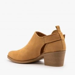 Qupid Shoes Burnished Toe Slingback Style Booties