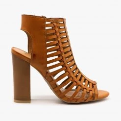 Bamboo Shoes Newest Arrivals Caged Chunky High Heel Sandals