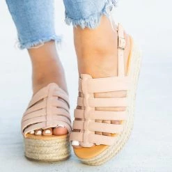 Qupid Shoes Caged Espadrille Flatforms