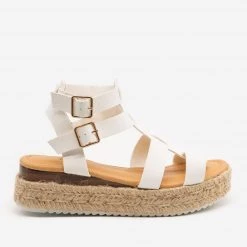 Anna Shoes Caged Espadrille Wedge Sandals Newest Arrivals