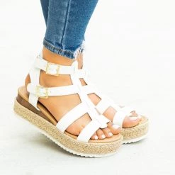 Soda Shoes Newest Arrivals Caged Gladiator Espadrille Flatform Wedges