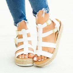 Soda Shoes Newest Arrivals Caged Gladiator Espadrille Flatform Wedges