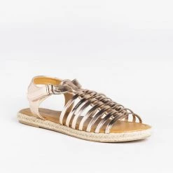 Qupid Shoes Caged Gladiator Espadrille Sandals