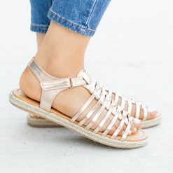 Qupid Shoes Caged Gladiator Espadrille Sandals