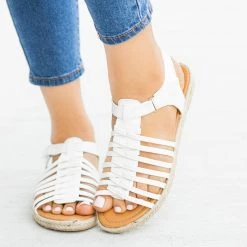 Qupid Shoes Caged Gladiator Espadrille Sandals