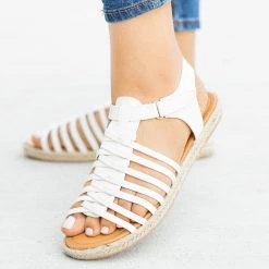 Qupid Shoes Caged Gladiator Espadrille Sandals