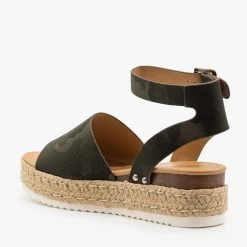 Soda Shoes Camouflage Espadrille Flatform Wedges