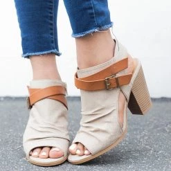 Soda Shoes Newest Arrivals Canvas Chunky Heel Booties