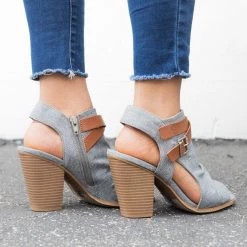 Soda Shoes Newest Arrivals Canvas Chunky Heel Booties