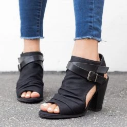 Soda Shoes Newest Arrivals Canvas Chunky Heel Booties