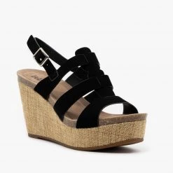 Bella Marie Canvas Platform Sandal Wedges 6 Bella Marie Canvas Platform Sandal Wedges