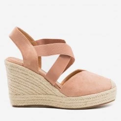 Bella Marie Newest Arrivals Cap Toe Elastic Espadrille Wedges