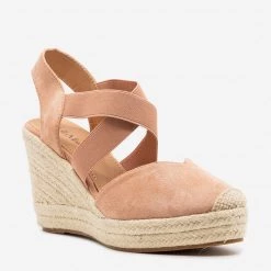 Bella Marie Newest Arrivals Cap Toe Elastic Espadrille Wedges