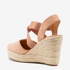 Bella Marie Newest Arrivals Cap Toe Elastic Espadrille Wedges