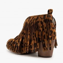 Mata Center Cut Leopard Fringe Booties