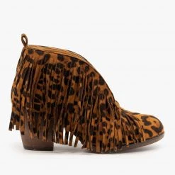 Mata Center Cut Leopard Fringe Booties