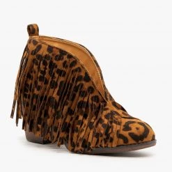 Mata Center Cut Leopard Fringe Booties