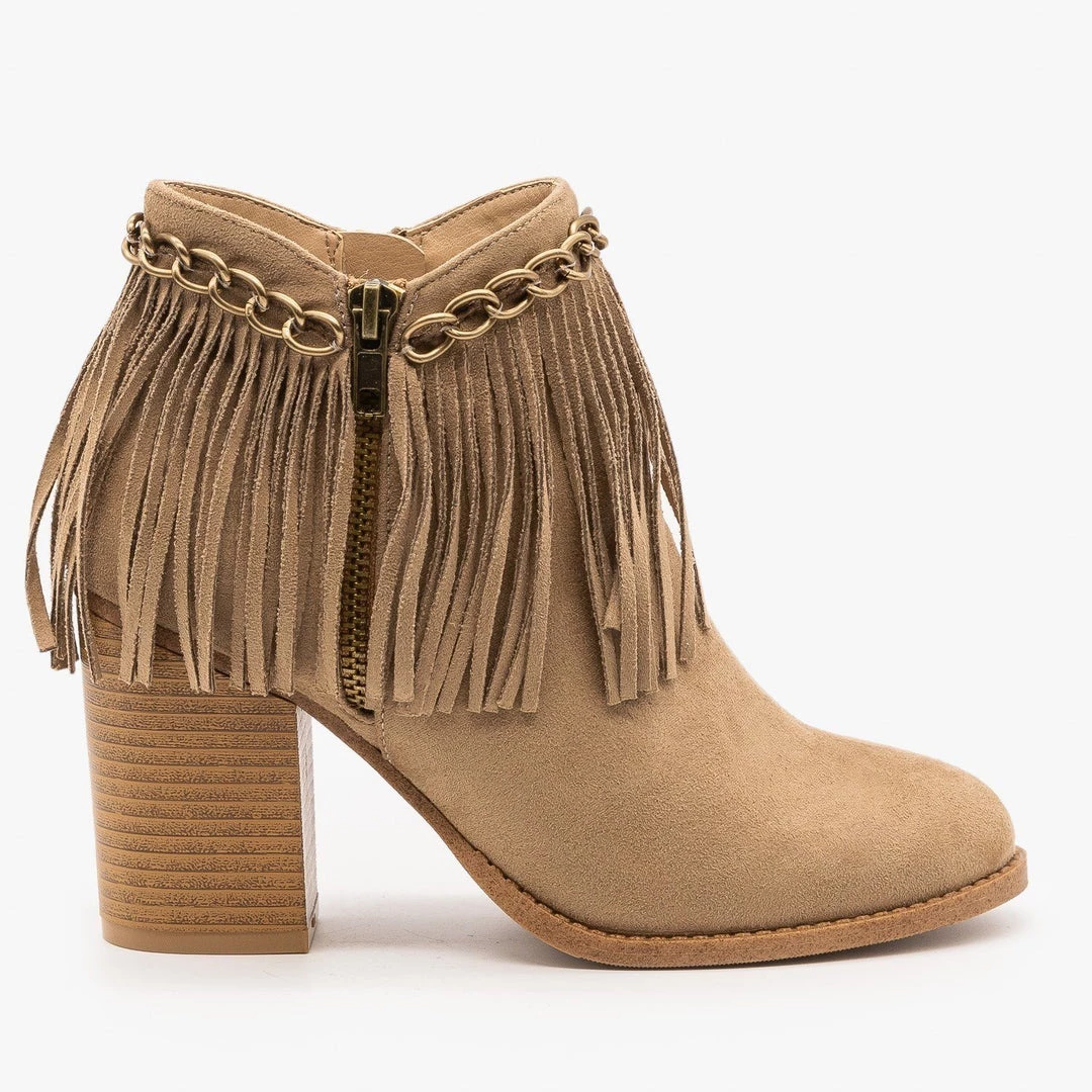 Mata Newest Arrivals Chain And Fringed Capped Booties FINAL SALE 4 Mata Newest Arrivals Chain And Fringed Capped Booties FINAL SALE