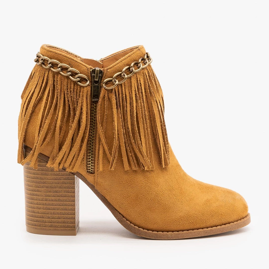 Mata Newest Arrivals Chain And Fringed Capped Booties FINAL SALE 1 Mata Newest Arrivals Chain And Fringed Capped Booties FINAL SALE