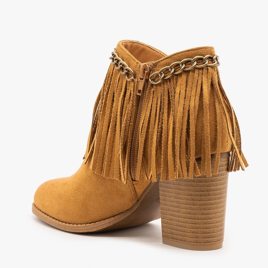 Mata Newest Arrivals Chain And Fringed Capped Booties FINAL SALE 2 Mata Newest Arrivals Chain And Fringed Capped Booties FINAL SALE