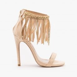 Qupid Shoes Chain Fringe Stiletto Heels Newest Arrivals