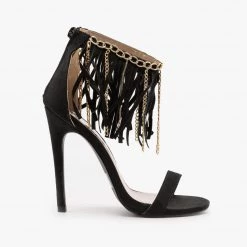 Qupid Shoes Chain Fringe Stiletto Heels Newest Arrivals