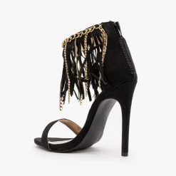 Qupid Shoes Chain Fringe Stiletto Heels Newest Arrivals
