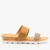 Bamboo Shoes Cheetah Low Wedge Sandals
