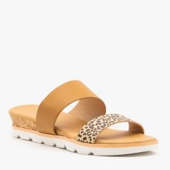 Bamboo Shoes Cheetah Low Wedge Sandals