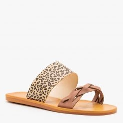 Bamboo Shoes Cheetah Print Braided Slip On Sandals Newest Arrivals