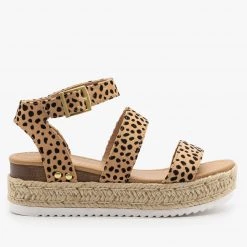 Soda Shoes Cheetah Print Espadrille Flatform Sandals Newest Arrivals
