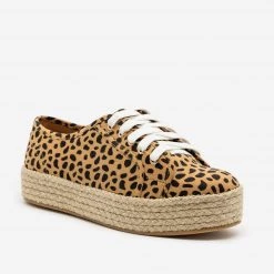 Bamboo Shoes Cheetah Print Espadrille Platform Sneakers Newest Arrivals