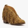 Mata Newest Arrivals Cheetah Print Fringe Booties