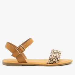 Bamboo Shoes Cheetah Print Slingback Buckled Sandals Newest Arrivals