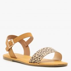 Bamboo Shoes Cheetah Print Slingback Buckled Sandals Newest Arrivals