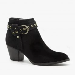Qupid Shoes Chic And Edgy Belted Ankle Booties FINAL SALE