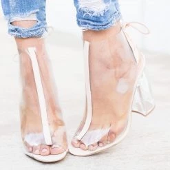Qupid Shoes Newest Arrivals Chic Clear Heel Lace-up Booties