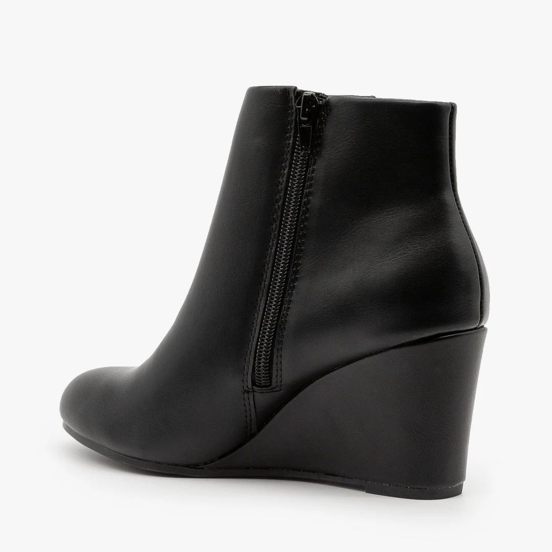 Delicious Shoes Chic Faux Leather Wedge Ankle Booties 2 Delicious Shoes Chic Faux Leather Wedge Ankle Booties