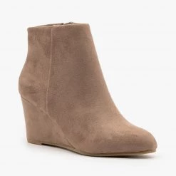 Delicious Shoes Newest Arrivals Chic Faux Suede Wedge Ankle Booties