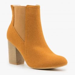 AMS Shoes Chic Heeled Chelsea Booties