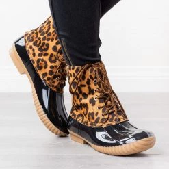 Yoki Newest Arrivals Chic Leopard Print Duck Boots