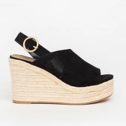 Soda Shoes Newest Arrivals Chic Peep-Toe Espadrille Platform Wedges