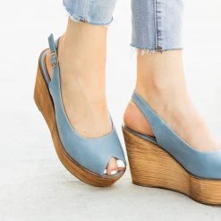 Refresh Newest Arrivals Chic Peep Toe Wooden Platform Wedges