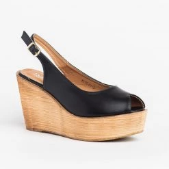 Refresh Newest Arrivals Chic Peep Toe Wooden Platform Wedges