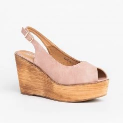 Refresh Newest Arrivals Chic Peep Toe Wooden Platform Wedges