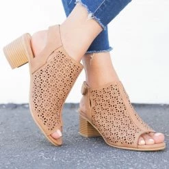 City Classified Shoes Chic Perforated Ankle Booties 9 City Classified Shoes Chic Perforated Ankle Booties